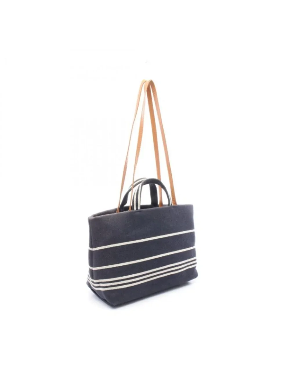 Chanel Tote CC Logo 2-Way Indigo Brown Denim Leather CC Hand